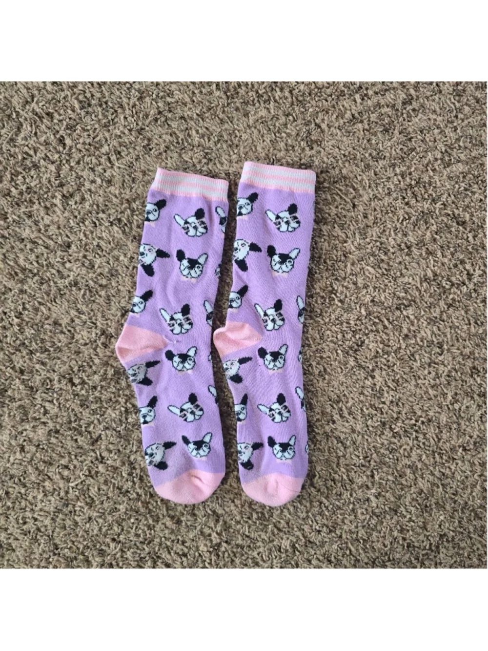 Unbranded Crew Socks One Size Purple Pink French Bulldog